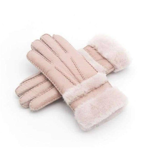 Planet Gates Pink Top Quality Genuine Leather Warm Fur Glove For Men Women Thermal Winter Fashion Sheepskin Ourdoor Thick Five Finger Gloves  G5