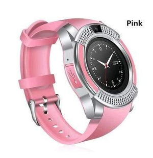Planet Gates pink V8 Smartwatch Bluetooth Pedometer SIM TF Card Watch Camera 2G Color Display Wrist Smart Watch Waterproof Device For Android