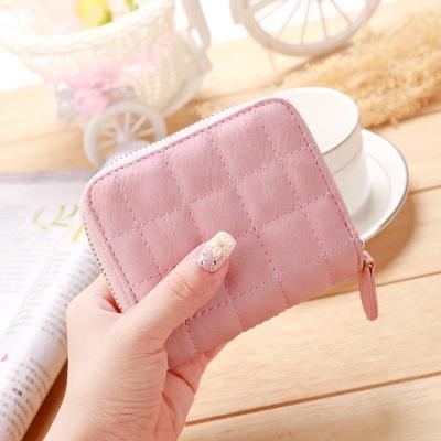 Planet Gates Pink Wallets PU Leather Female Plaid Purses Nubuck Card Holder Wallet Fashion Woman Small Zipper Wallet With Coin Purse