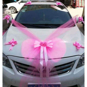 Planet Gates Pink Wedding Car Accessory Car Decorative Flower Set  Simulation Rose Bow Main Car Accessory Car Team Decoration Flowers Suit