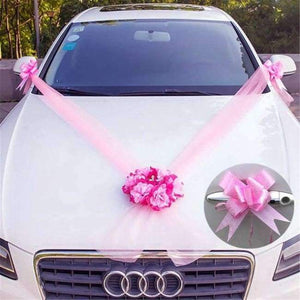 Planet Gates Pink Wedding Car Flower Plate 10 Ribbon Bows Set Door Handle Ornament Supplies Party Events Accessories Wedding Decoration