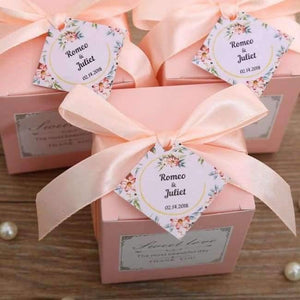 Planet Gates Pink with Tag / 70 x 70 x 80 mm 50 pcs Free Shipping Pink/ Tiffany Blue Birthday Wedding Favor Candy Boxes Bridal Shower Party Paper Gift Box