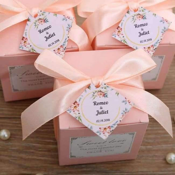 Planet Gates Pink with Tag / 70 x 70 x 80 mm 50 pcs Free Shipping Pink/ Tiffany Blue Birthday Wedding Favor Candy Boxes Bridal Shower Party Paper Gift Box