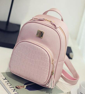 Planet Gates Pink Women backpack leather school bags for teenager girls stone sequined female preppy style small backpack