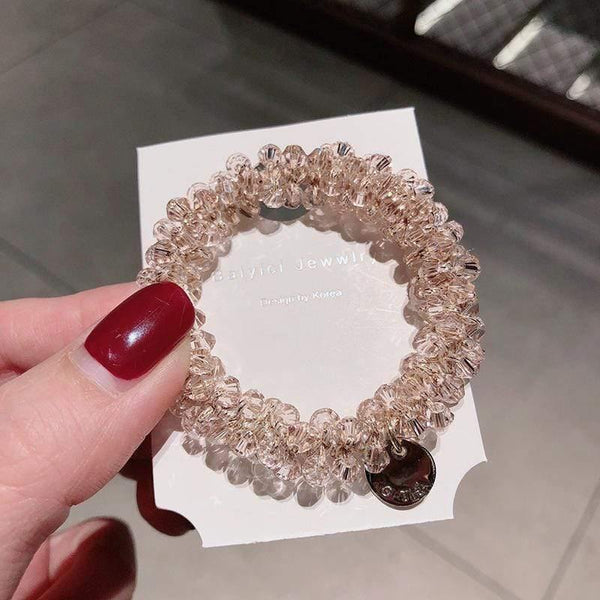 Women Crystal Hair Ties Pearl Elastic Hairband Girls Scrunchies Rubber Band Women Hair Accessories Headwear Ornament