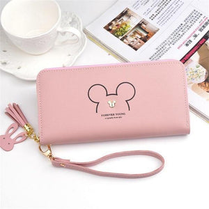Planet Gates Pink Women Leather Wallet Female Long Portable Multifunction Solid Purse Women Phone Cion Card Holders Ladies Clutch Carteras