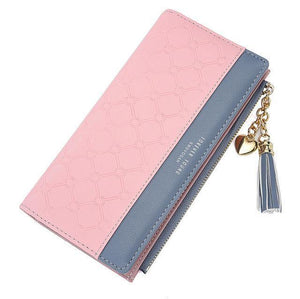 Planet Gates pink Women's Wallet Ladies Leather PU Purses Hasp Clutch Long Zipper Phone Holder  Female Wallets Tassel Coin Pocket Card Money