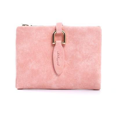 Planet Gates Pink Women Short Purses Vintage PU Leather Lady Snap Fastener Short Clutch Wallet Small Matte Women Wallet Female Purse