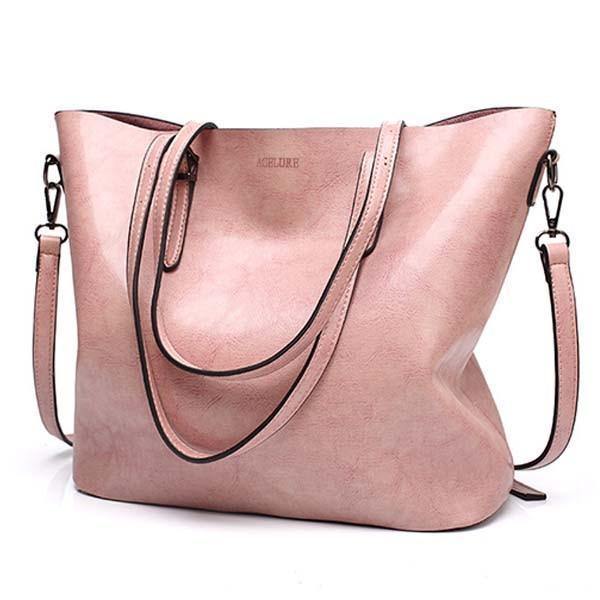 Planet Gates Women Shoulder Bag Fashion Women Handbags Oil Wax Leather Large Capacity Tote Bag Casual Pu Leather women Messenger bag