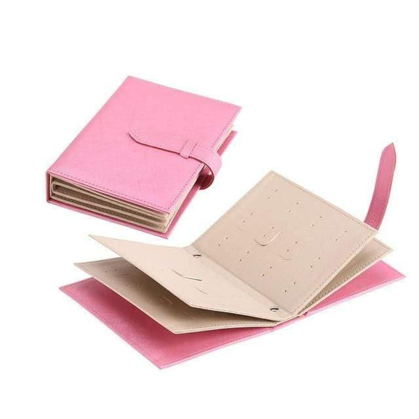 Planet Gates pink Women Stud Earrings Organizer Book PU Leather Earring Storage Box Creative Casket Jewelry Display Holder Jewellery Organizer