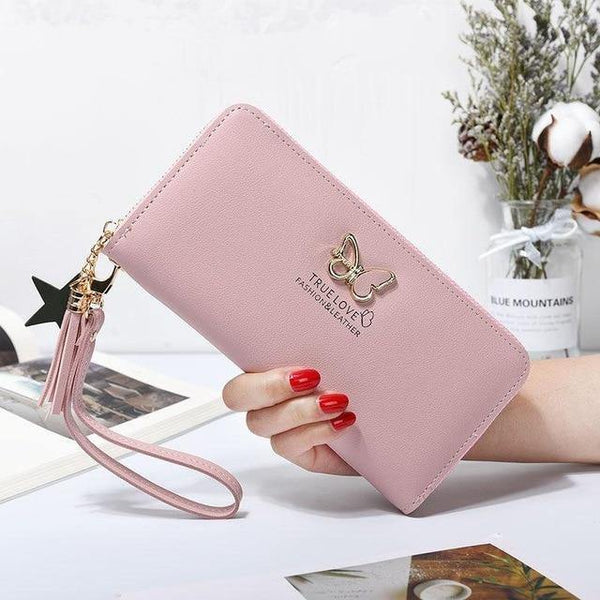 Planet Gates Pink Women Wallet Butterfly Hollowed Best Wallet Female Case Phone Pocket Pouch Handbag Women's Purse Carteira Femme
