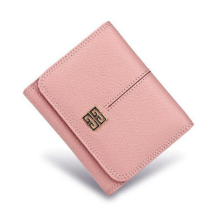Planet Gates Pink Women Wallet Genuine Leather Short Card Holder Coin Purse Ladies Leather Wallets Mini Small Wallet High Quality Fashion Wallet