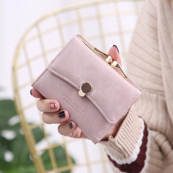 Planet Gates Pink Women wallet small three fold PU leather coin wallet fresh multi-function women purse female coin purse wallet