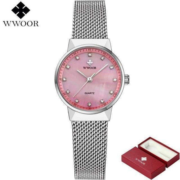 Planet Gates Pink Women Watches Quartz Waterproof Rose Gold Dress Ladies Watch Women Brand Luxury Mesh Bracelet Wrist Watch Relogio Feminino