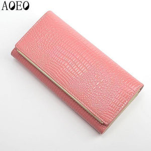 Planet Gates Pink Womens wallets and purses Leather Long Standard with phone Zipper Coin purse Card Holder Ladies Combination Lock Wallet Female