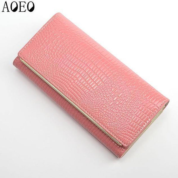 Planet Gates Pink Womens wallets and purses Leather Long Standard with phone Zipper Coin purse Card Holder Ladies Combination Lock Wallet Female