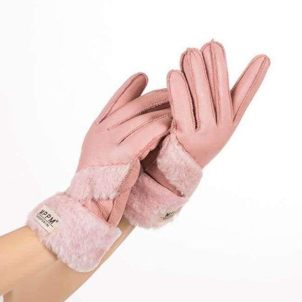Planet Gates Pink-X / One Size Russian winter Women's Gloves 100% Real Leather Sheepskin Winter Gloves Hot Warm Stylish Full Finger Ladies Gloves Mittens