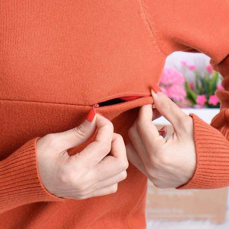 Planet Gates Pink / XL Autumn Fashion Knitted Maternity Nursing Bottoming Shirts High Neck Breastfeeding Tops for Pregnant Women Winter Pregnancy