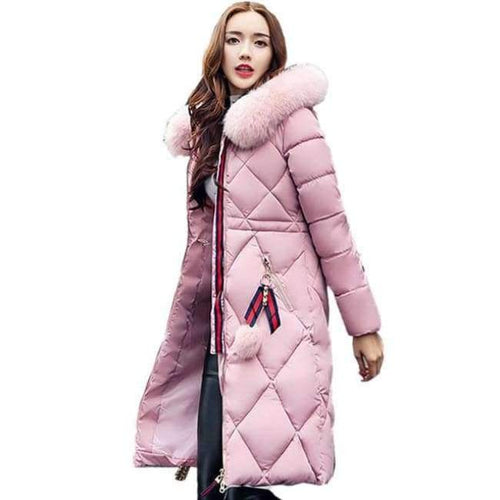 Planet Gates Pink / XL / China Winter coat thickened parka women stitching slim long winter coat down cotton ladies down parka down jacket women