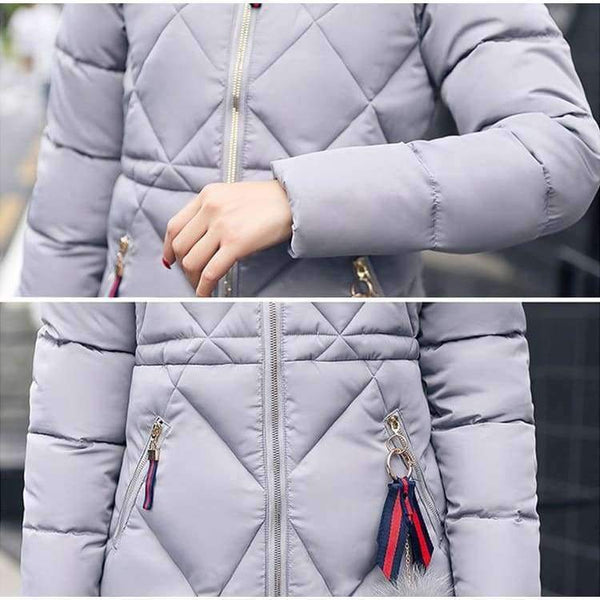Planet Gates Pink / XL / China Winter coat thickened parka women stitching slim long winter coat down cotton ladies down parka down jacket women