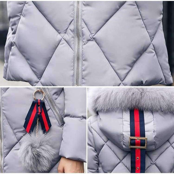 Planet Gates Pink / XL / China Winter coat thickened parka women stitching slim long winter coat down cotton ladies down parka down jacket women