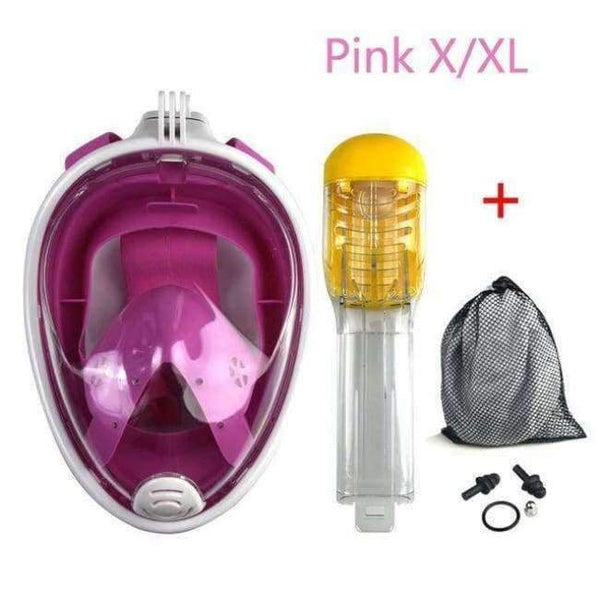 Planet Gates Pink XL Full Face Snorkeling Mask Set Diving Underwater Swimming Training Scuba Mergulho Snorkeling Mask For Gopro Camera
