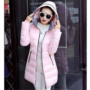 Planet Gates pink / XL Winter Jacket Women Cotton Long Jacket Fashion 2017 Girls Padded Slim Plus Size Hooded Parkas Stand Collar Coat C423
