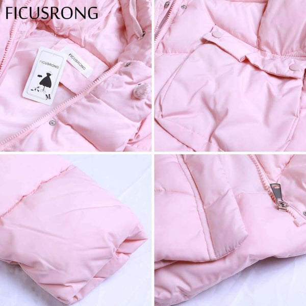 Planet Gates Pink / XL Winter Parkas Female Fashion Warm Winter Jacket Women Thick Hooded Womens Winter Jackets and Coats FICUSRONG New