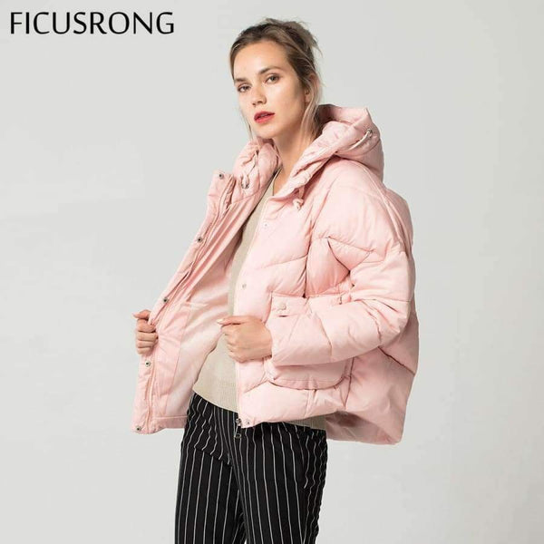Planet Gates Pink / XL Winter Parkas Female Fashion Warm Winter Jacket Women Thick Hooded Womens Winter Jackets and Coats FICUSRONG New