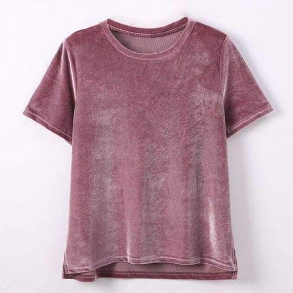 Planet Gates Pink / XL Women T Shirt Short Sleeve Crushed Velvet Summer Womens Tops And T Shirts O-Neck Woman Tee Shirt Femme Manche Courte