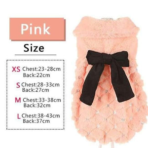 Planet Gates Pink / XS Pet Clothes Elegant Luxury Fur Winter Overcoat Small Dog Cat Clothes Bowknot Chihuahua