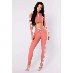 Planet Gates Pink / XS Women Sport Suit Top and Pants Fitness Casua Set Long Sleeves Sports Colthing Pants Workout Leggings Sexy Sweatsuit