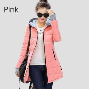 Planet Gates Pink / XXL Parkas Winter Women Fashion Thickening Hooded Winter Jacket Womens Slim Fit Cotton Coat Overcoat Plus Size 13 Colors