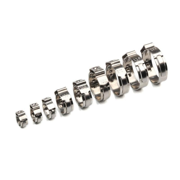 Planet Gates Pipe Clamp High Quality 10 PCS Stainless Steel 304 Single Ear Hose Clamps Assortment Kit Single 5.3-31mm Multiple specifications