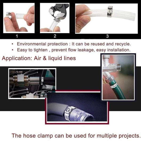 Planet Gates Pipe Clamp High Quality 10 PCS Stainless Steel 304 Single Ear Hose Clamps Assortment Kit Single 5.3-31mm Multiple specifications