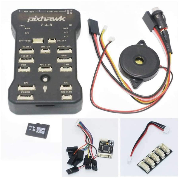 Planet Gates Pixhawk PX4 Autopilot PIX 2.4.8 32 Bit Flight Controller + Safety Switch + Buzzer 4G SD +I2C Splitter Expand Module + USB cable