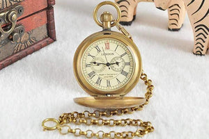 Planet Gates PJX1040 Vintage Retro Copper Watch Men Alloy Mechanical Pocket Watch With Metal Chain Steampunk Watch Roman PJX1040