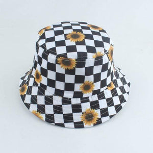Planet Gates plaid sun flower Harajuku Punk Black Fisherman Hat Panama Bob Casquette Dragon Print Bucket Hats For Women Men Hip Hop Cap Gorro