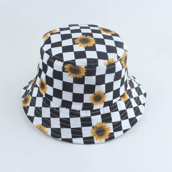 Planet Gates plaid sun flower Harajuku Punk Black Fisherman Hat Panama Bob Casquette Dragon Print Bucket Hats For Women Men Hip Hop Cap Gorro