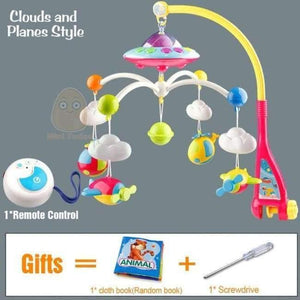 Planet Gates Plane With Remote / China Baby Toys 0-12 Months Crib Mobile Musical Bed Bell With Animal Rattles Projection Cartoon Early Learning Kids Toy