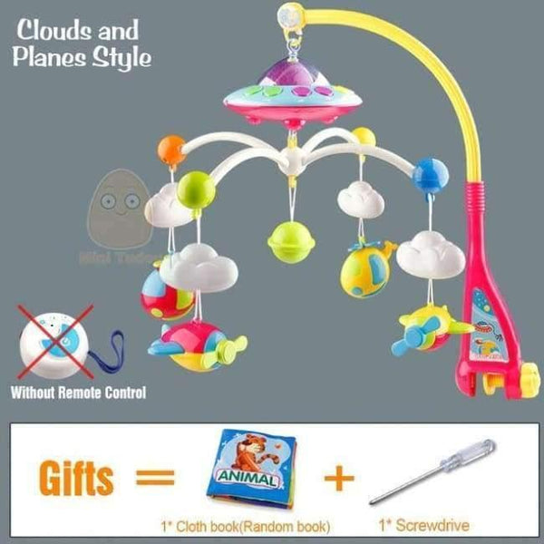 Planet Gates Plane Without Remote / China Baby Toys 0-12 Months Crib Mobile Musical Bed Bell With Animal Rattles Projection Cartoon Early Learning Kids Toy