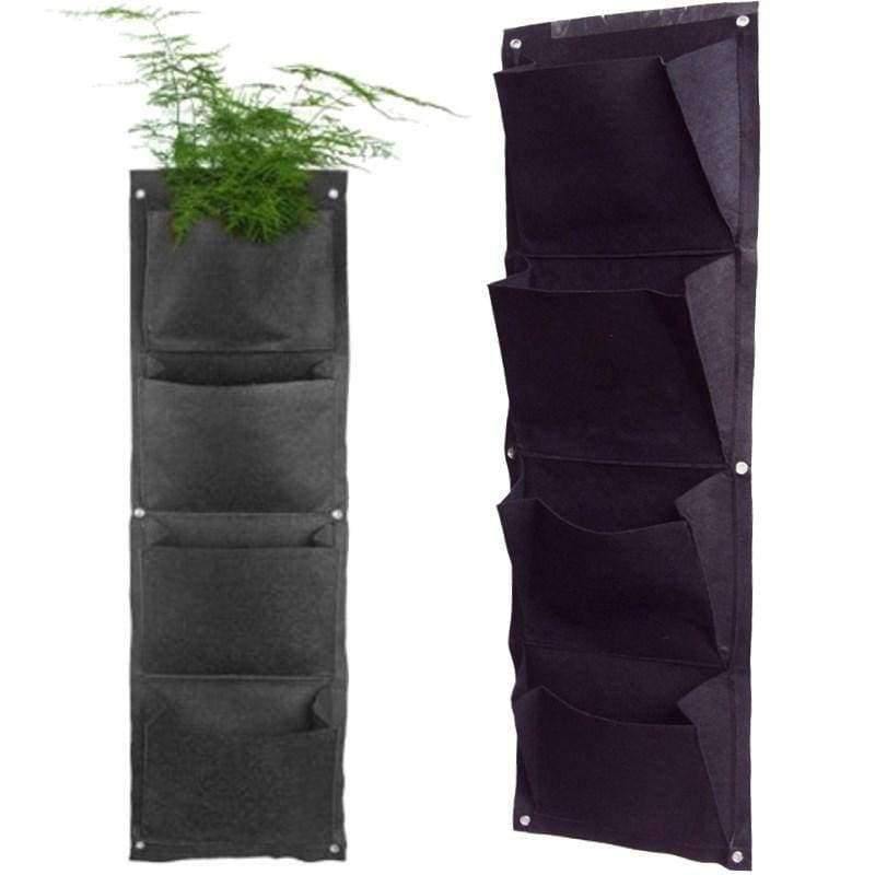Planet Gates Planter Grow Bag 4 Pockets Black Vertical Garden Wall-mounted Planting Flower Vegetable Living Garden Home Supplies 26.5*65cm