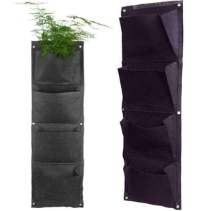 Planet Gates Planter Grow Bag 4 Pockets Black Vertical Garden Wall-mounted Planting Flower Vegetable Living Garden Home Supplies 26.5*65cm