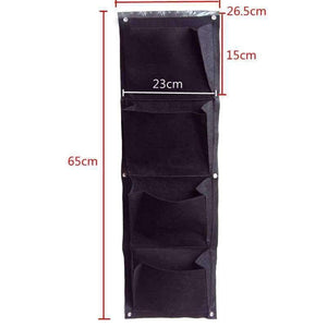 Planet Gates Planter Grow Bag 4 Pockets Black Vertical Garden Wall-mounted Planting Flower Vegetable Living Garden Home Supplies 26.5*65cm