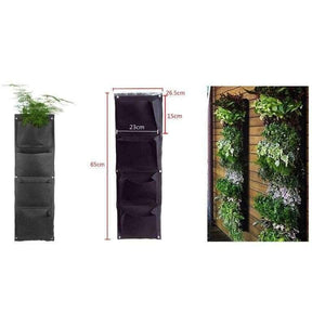Planet Gates Planter Grow Bag 4 Pockets Black Vertical Garden Wall-mounted Planting Flower Vegetable Living Garden Home Supplies 26.5*65cm