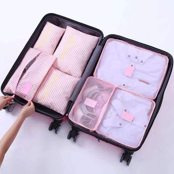 Planet Gates Plum 7Pcs/set Trip Luggage Organizer Polyester Portable Travel Partition Pouch Storage Bags Home Organization Accessories Supplies