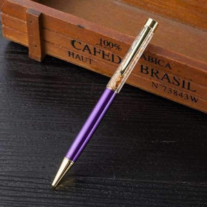 Planet Gates Plum Metal Copper Ballpoint Pen Luxury Brass Gold Foil Drill Ball Pen Sliver Penalty Office School Pencil Writing Supplies 1.0mm