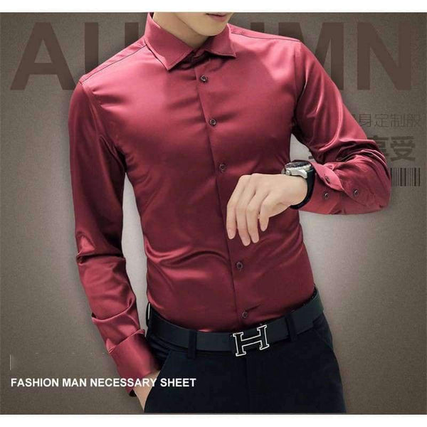 Planet Gates Plus Size 5XL 2017 New Men's Luxury Shirts Wedding Party Dress Long Sleeve Shirt Silk Tuxedo Shirt Men Mercerized Cotton Shirt