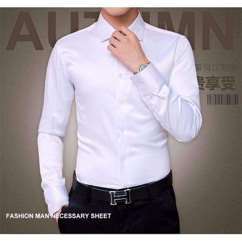 Planet Gates Plus Size 5XL 2017 New Men's Luxury Shirts Wedding Party Dress Long Sleeve Shirt Silk Tuxedo Shirt Men Mercerized Cotton Shirt