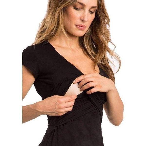 Planet Gates Plus Size V-neck Short Sleeve Maternity Breastfeeding Tops Pregnancy T-Shirts Nursing Clothes For Pregnant Women Feeding Tees